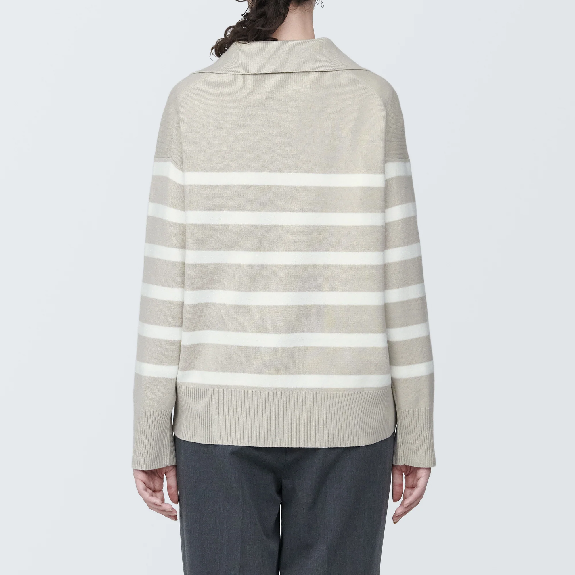 Women's Washable Milano Rib Knit Striped Skipper Polo Sweater - Image 6