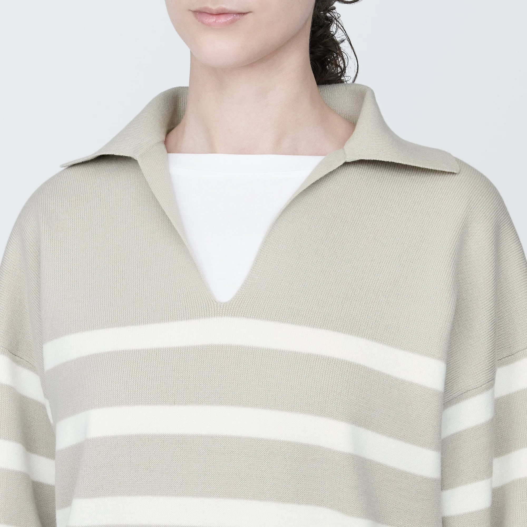 Women's Washable Milano Rib Knit Striped Skipper Polo Sweater - Image 7