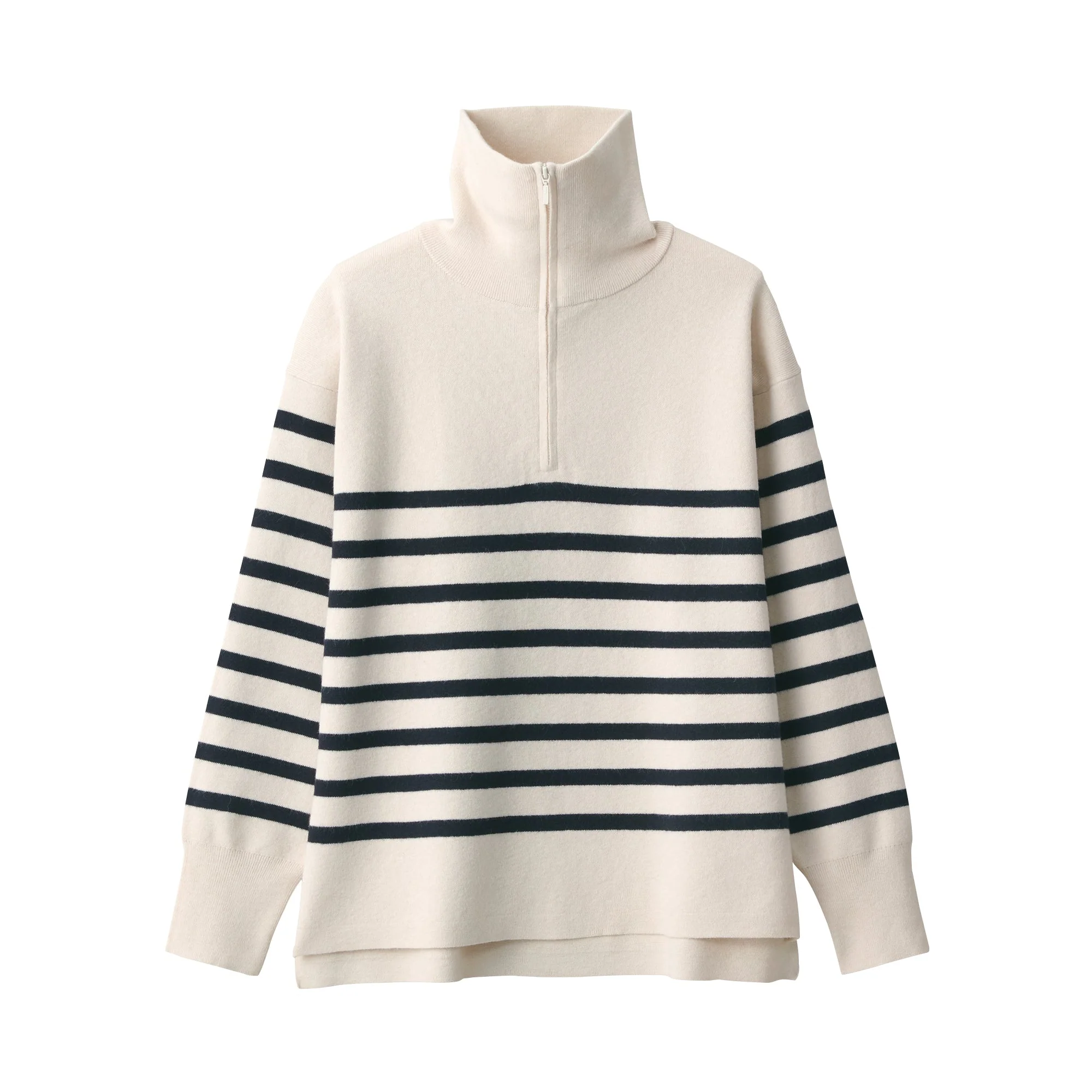 Women's Washable Milano Ribbed Half Zip Striped Sweater - Image 10