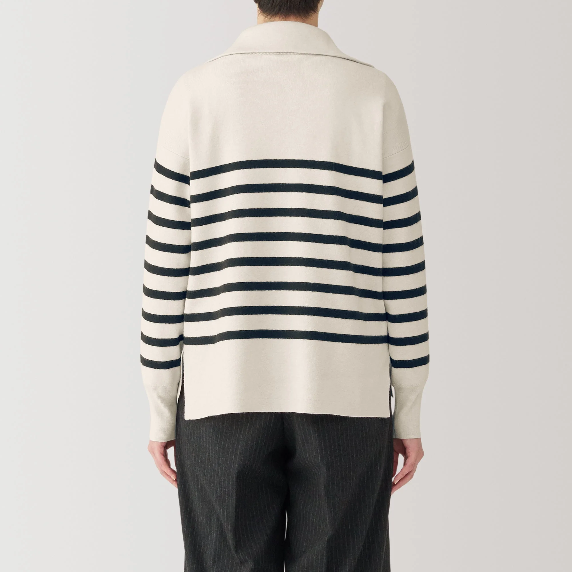 Women's Washable Milano Ribbed Half Zip Striped Sweater - Image 14