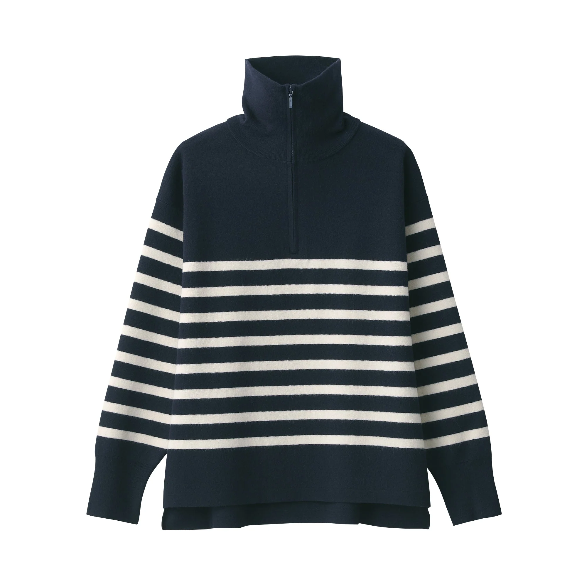 Women's Washable Milano Ribbed Half Zip Striped Sweater - Image 2