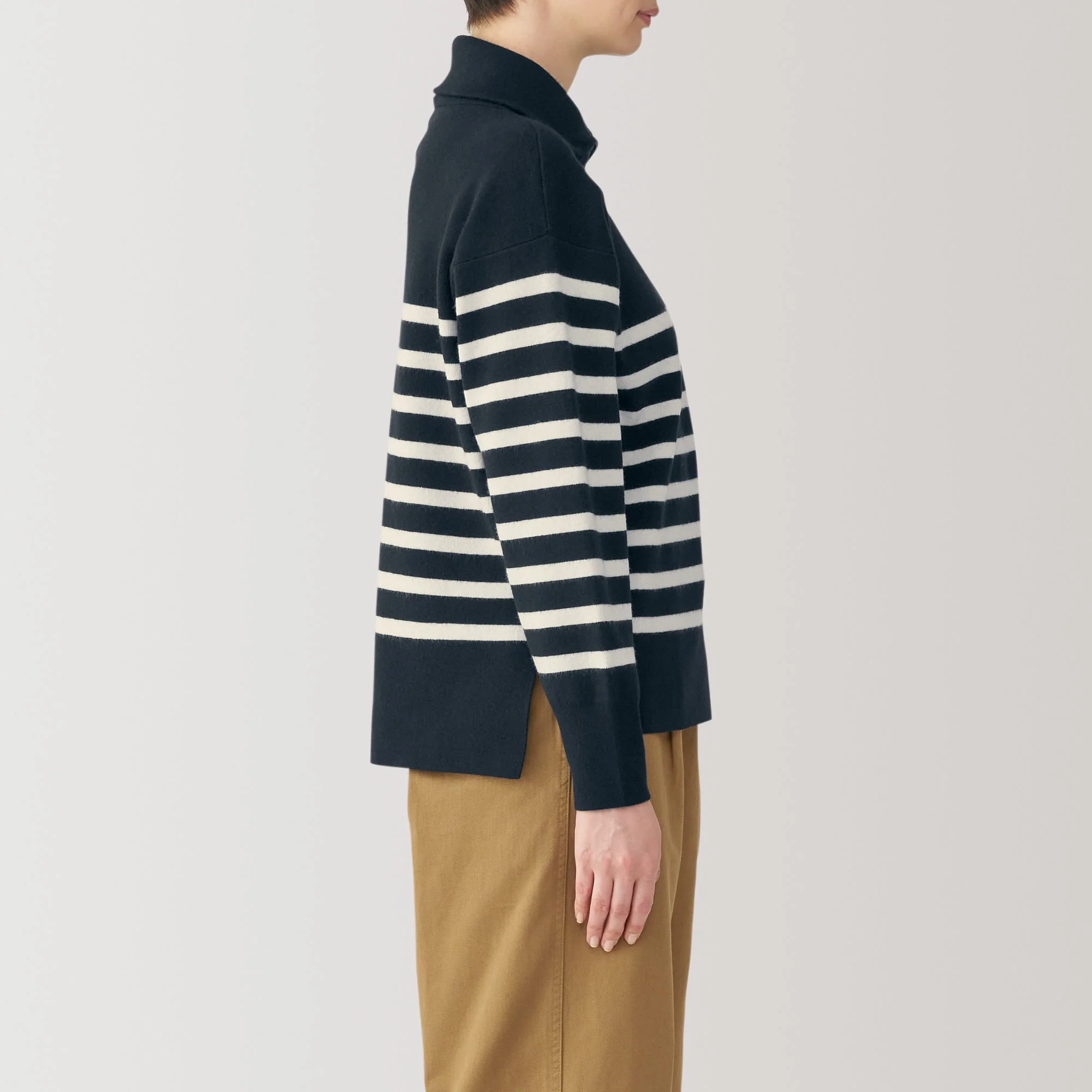 Women's Washable Milano Ribbed Half Zip Striped Sweater - Image 4