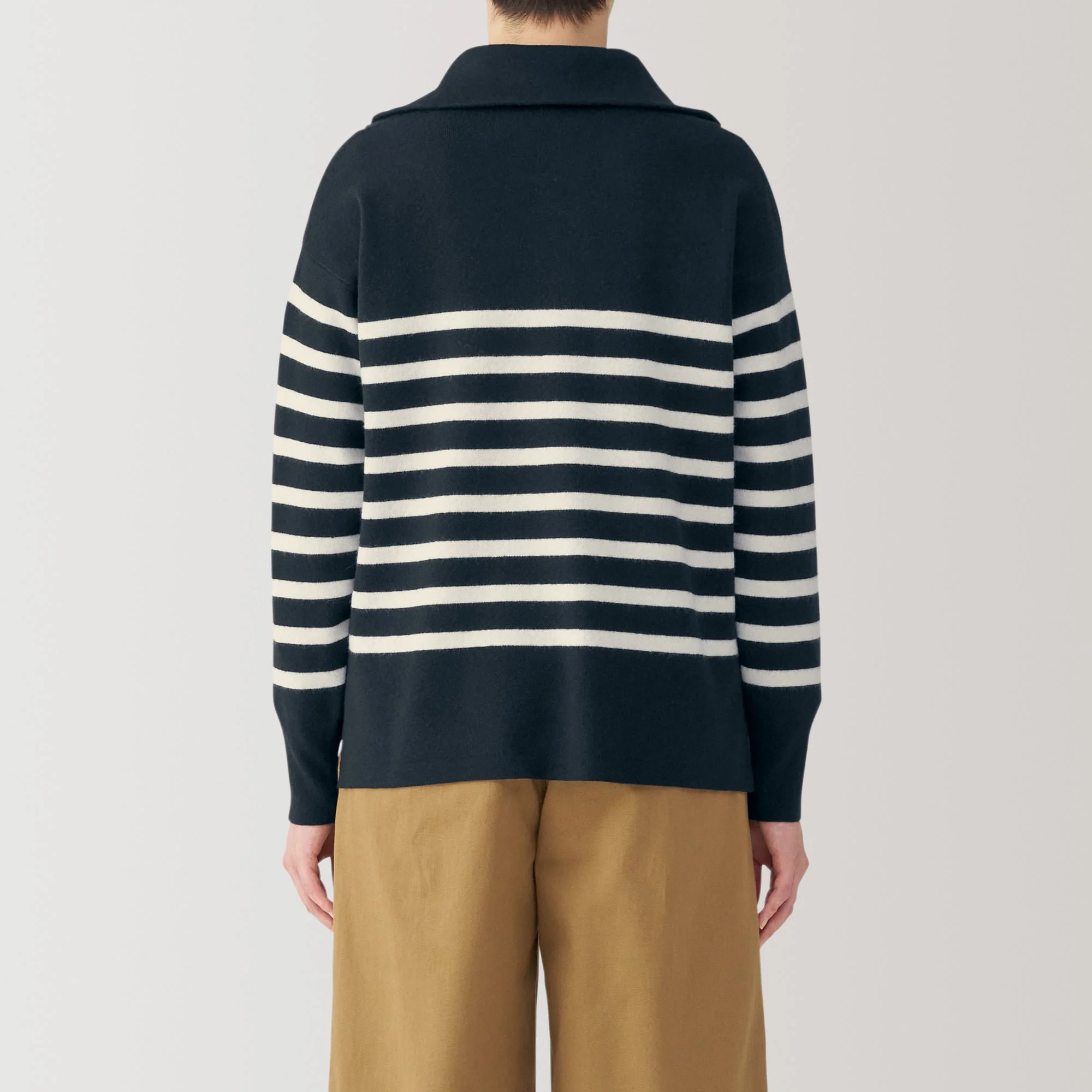Women's Washable Milano Ribbed Half Zip Striped Sweater - Image 5