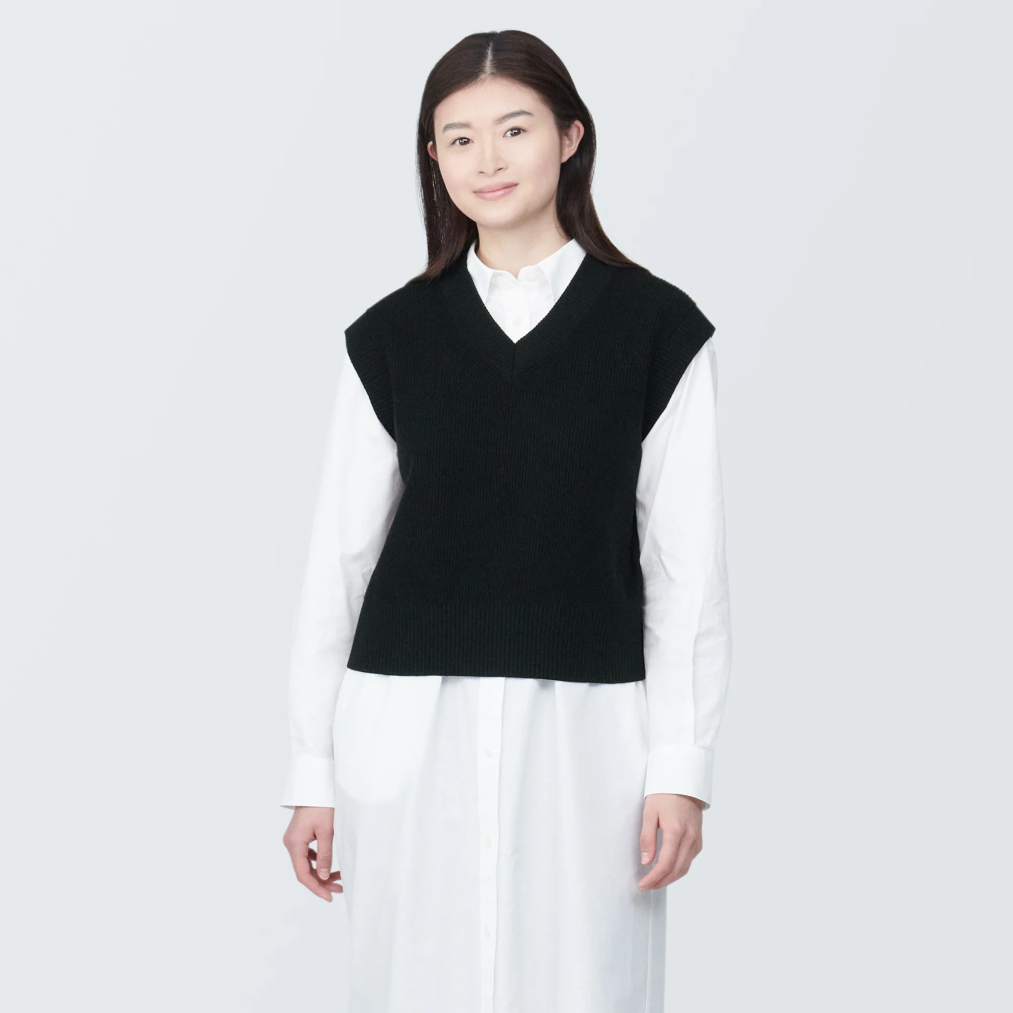 Women's Washable Rib Knit V-Neck Short Vest