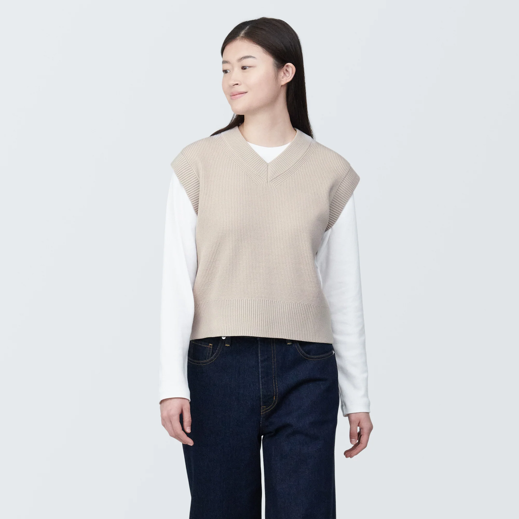 Women's Washable Rib Knit V-Neck Short Vest - Image 10