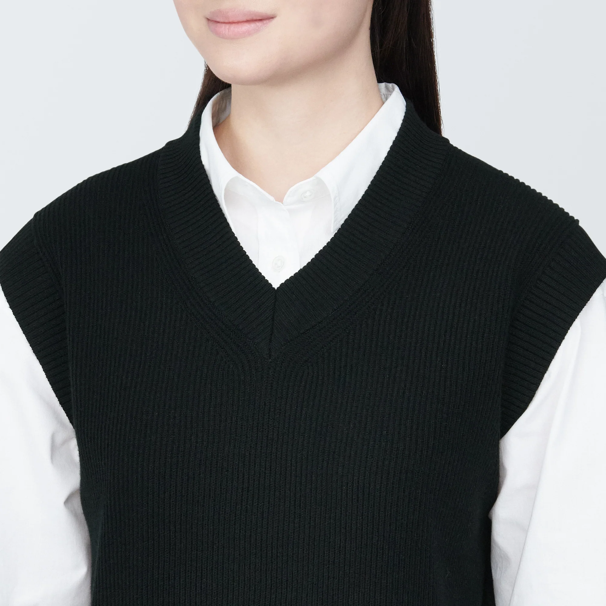 Women's Washable Rib Knit V-Neck Short Vest - Image 7