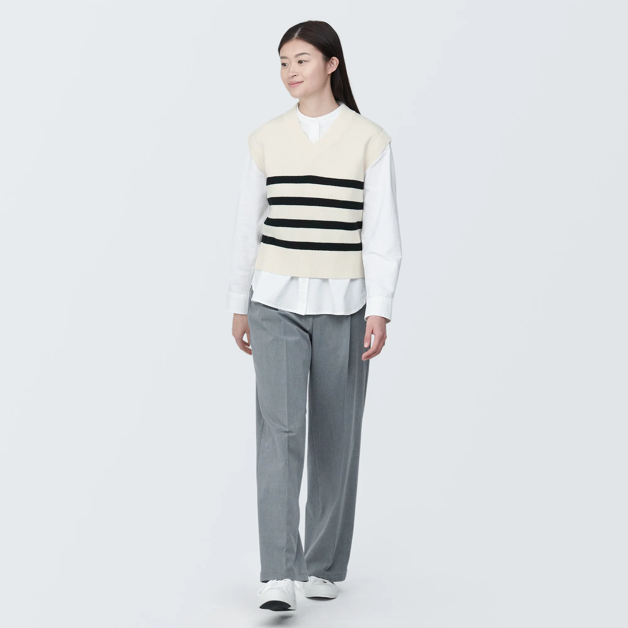 Women's Washable Rib Knit V-Neck Striped Short Vest - Image 11