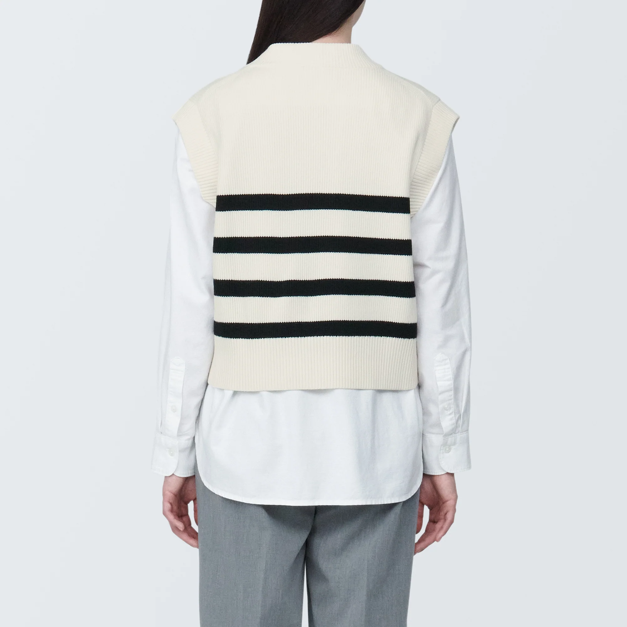 Women's Washable Rib Knit V-Neck Striped Short Vest - Image 13
