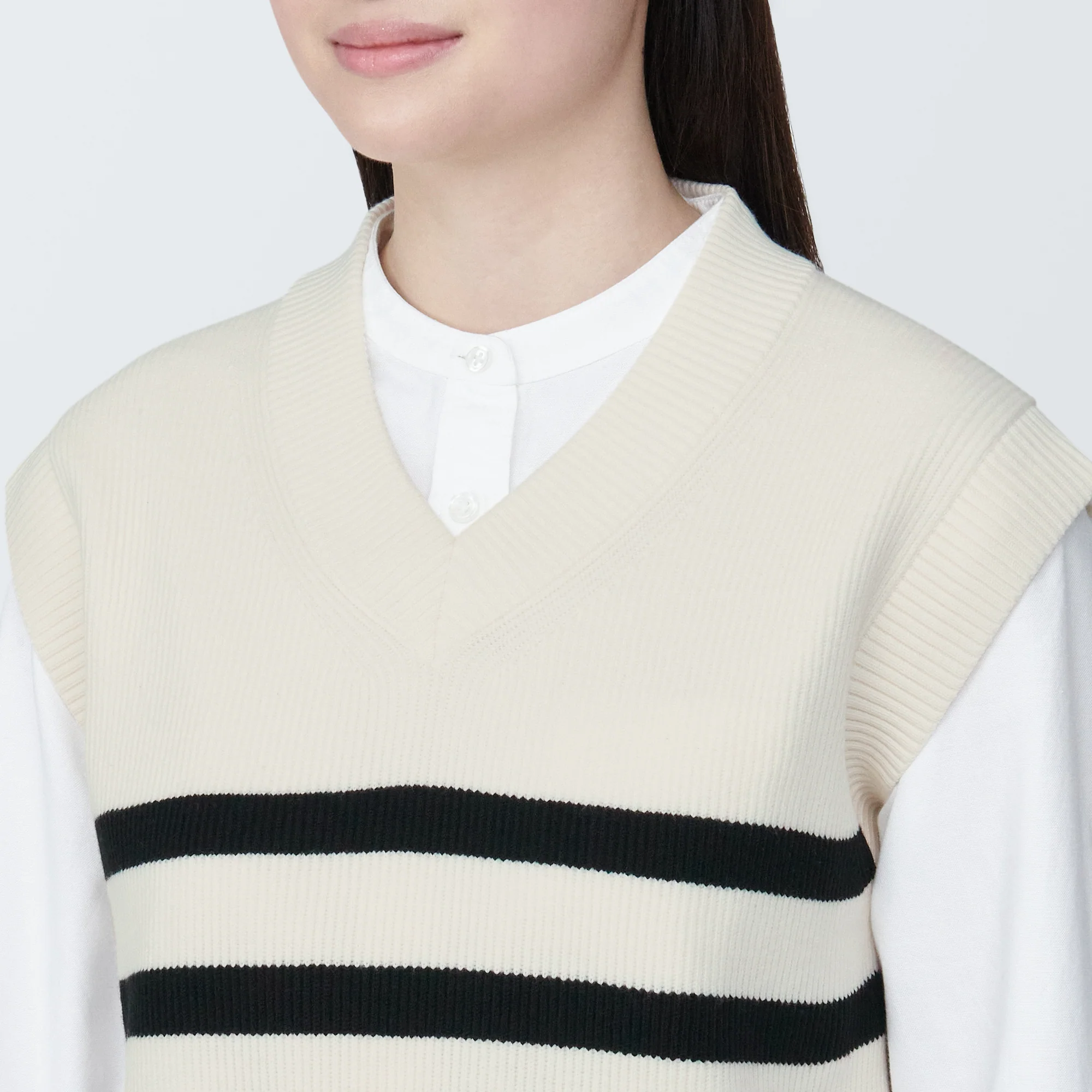 Women's Washable Rib Knit V-Neck Striped Short Vest - Image 14