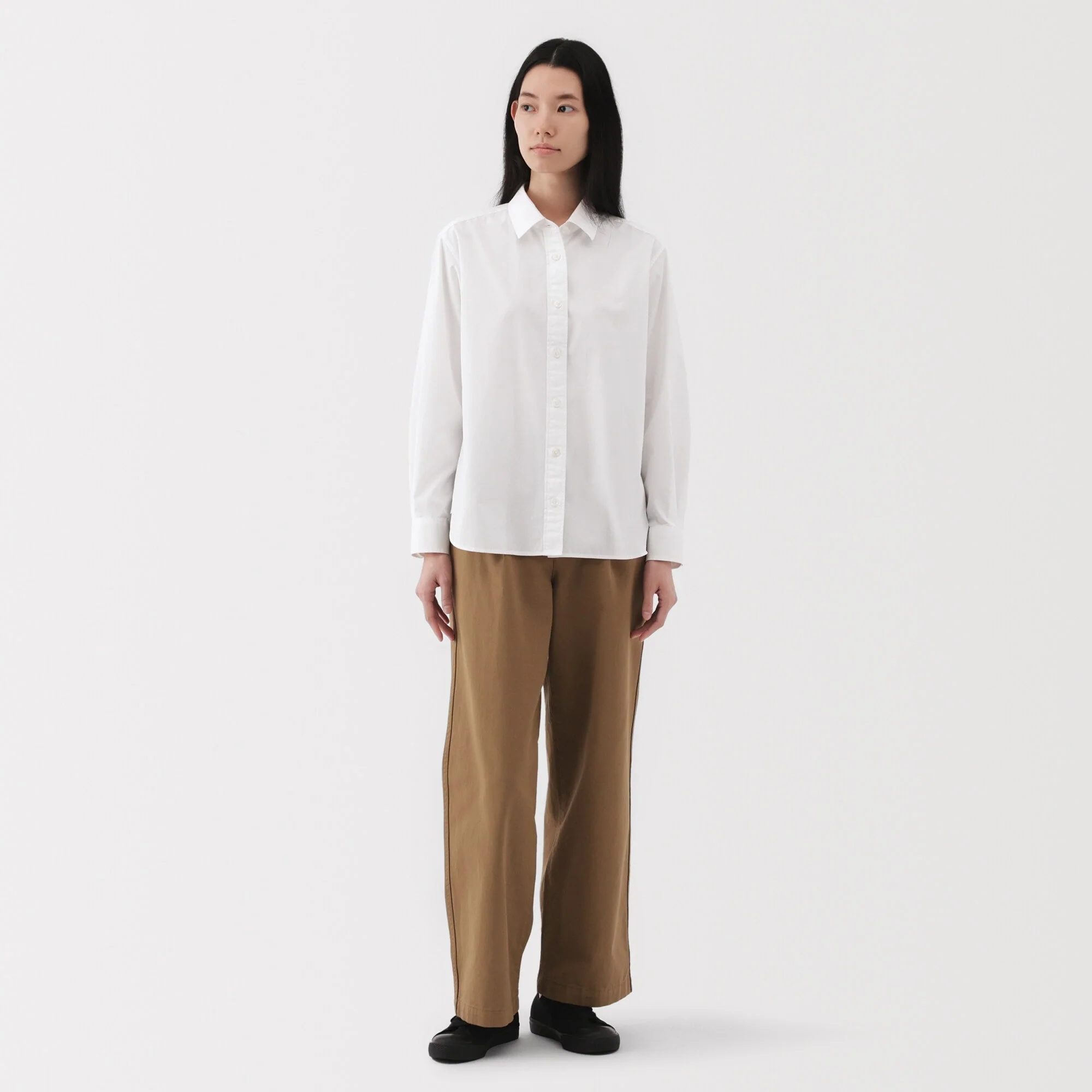 Women's Washed Broadcloth Regular Collar Long Sleeve Shirt - Image 4