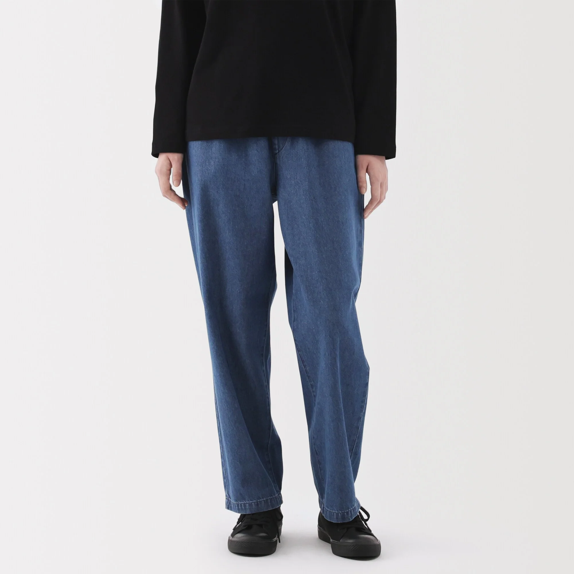 Women's Washed Denim Easy Tapered Pants - Image 3