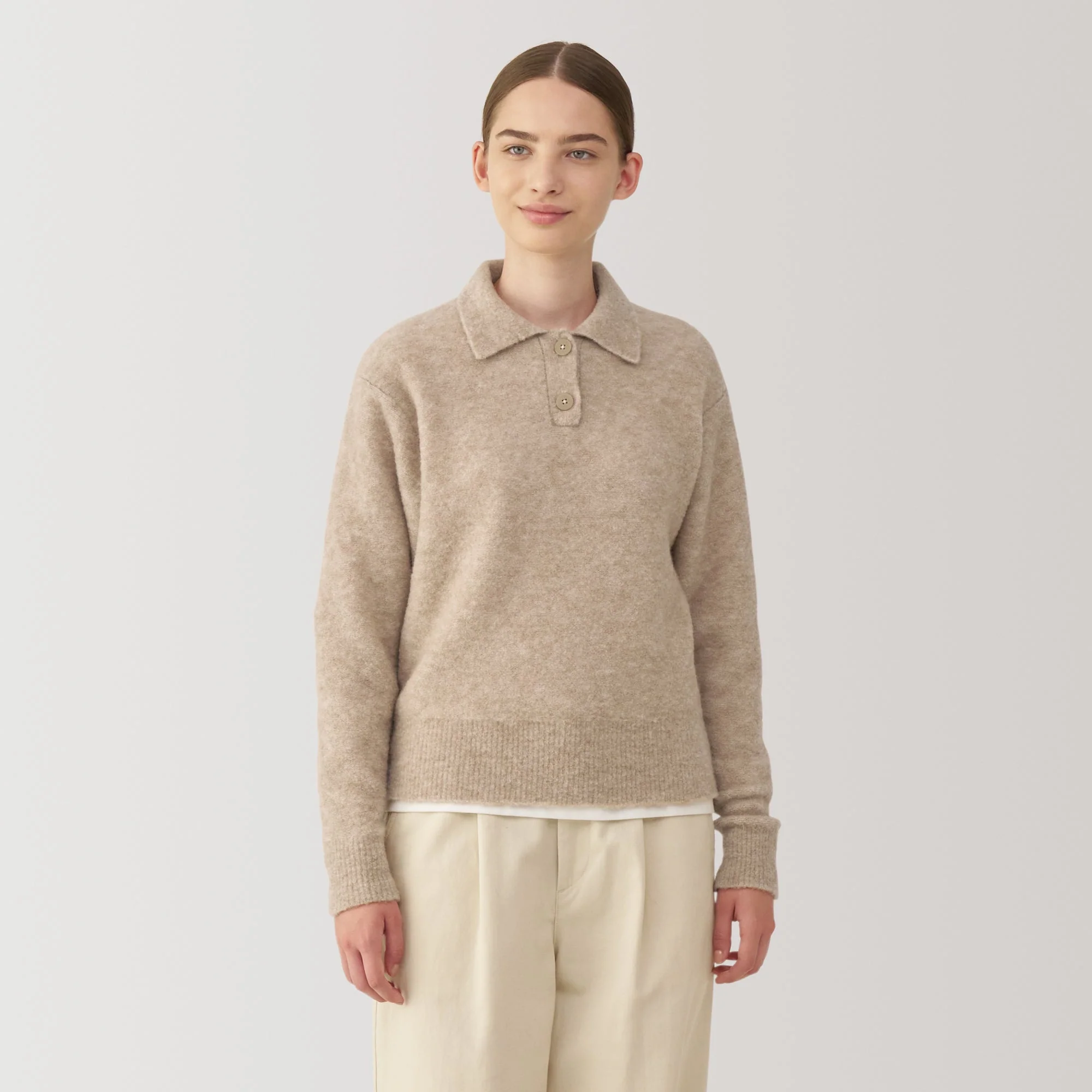 Women's Wool Blend Boucle Polo Sweater - Image 10