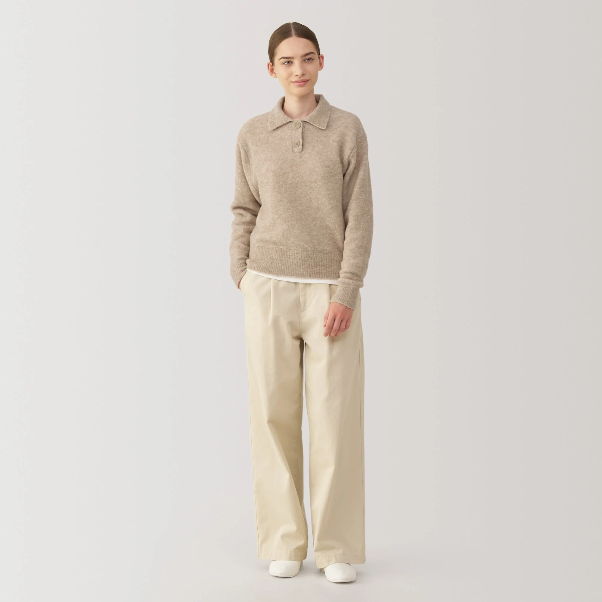 Women's Wool Blend Boucle Polo Sweater - Image 11