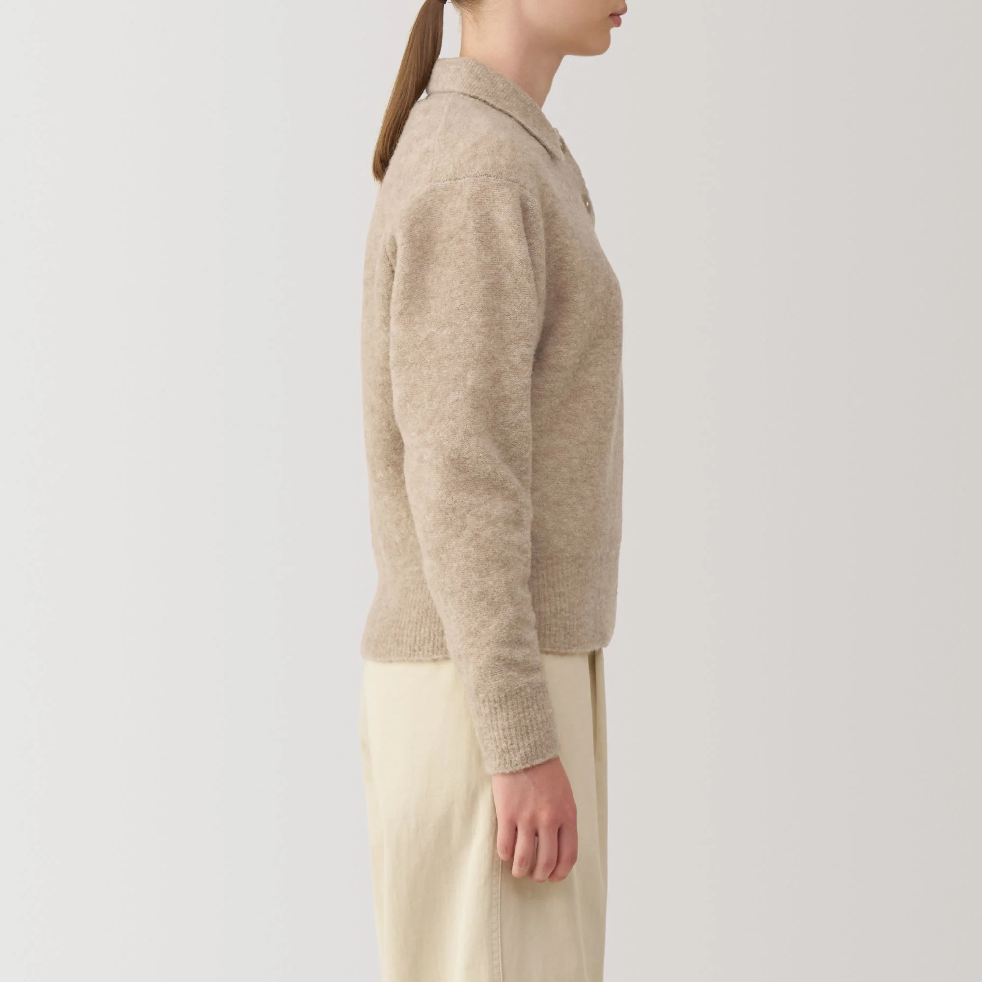 Women's Wool Blend Boucle Polo Sweater - Image 12