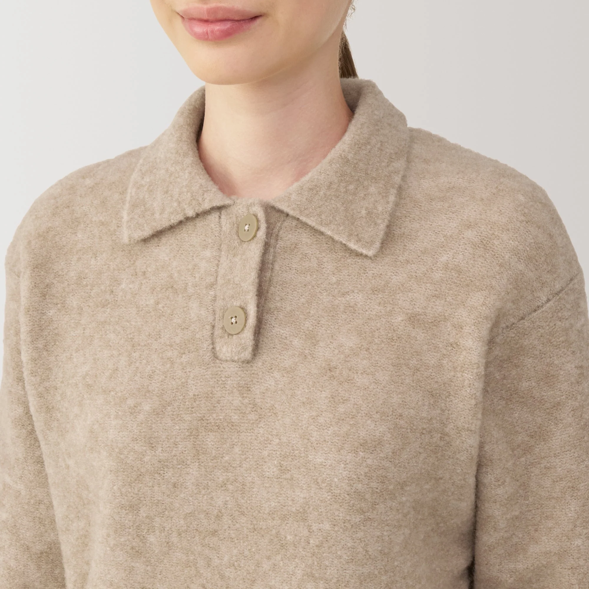 Women's Wool Blend Boucle Polo Sweater - Image 14