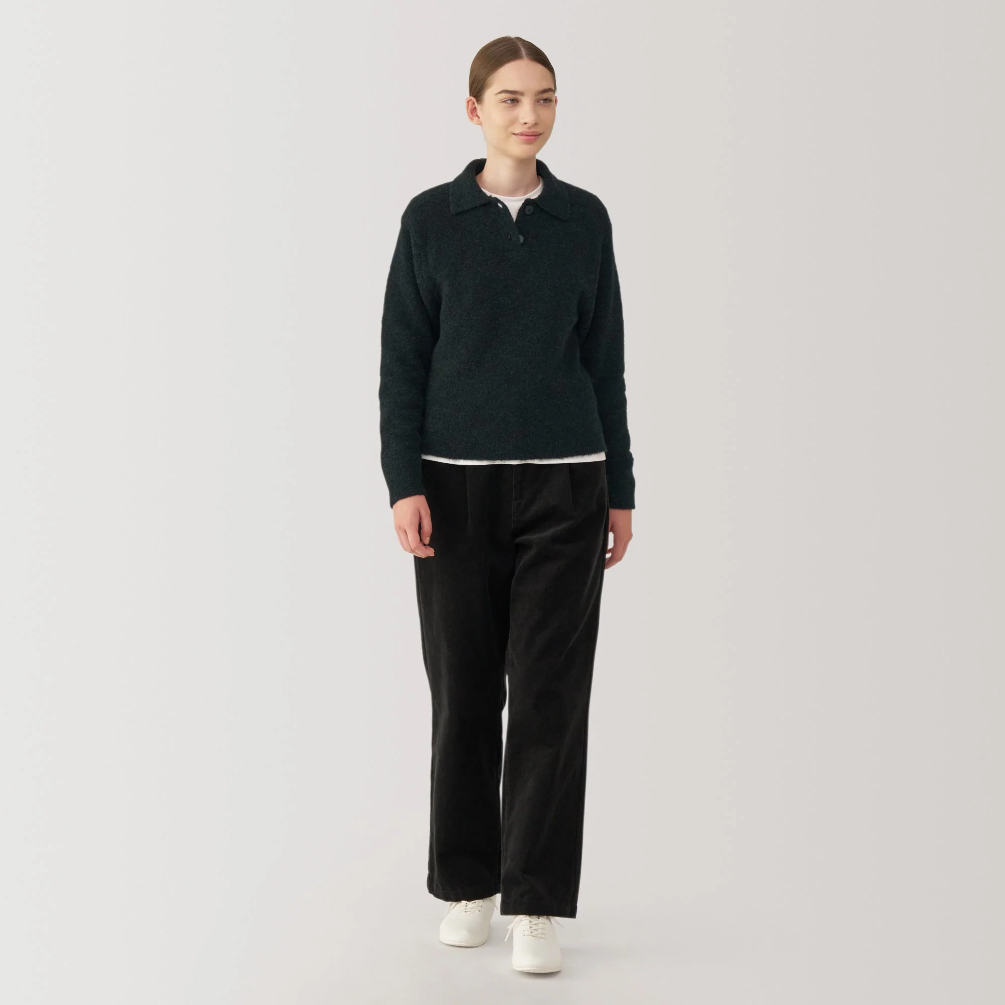 Women's Wool Blend Boucle Polo Sweater - Image 18
