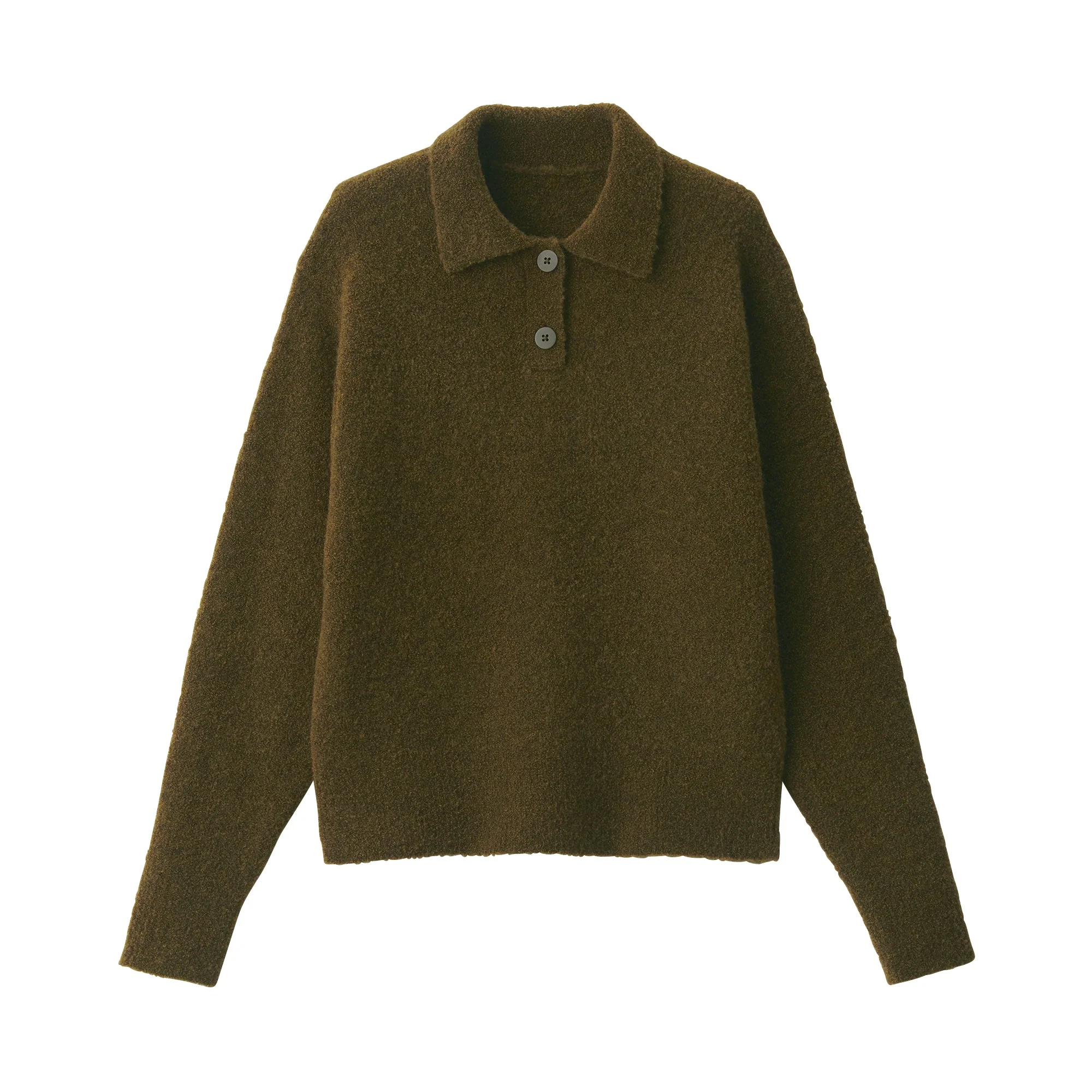 Women's Wool Blend Boucle Polo Sweater - Image 2