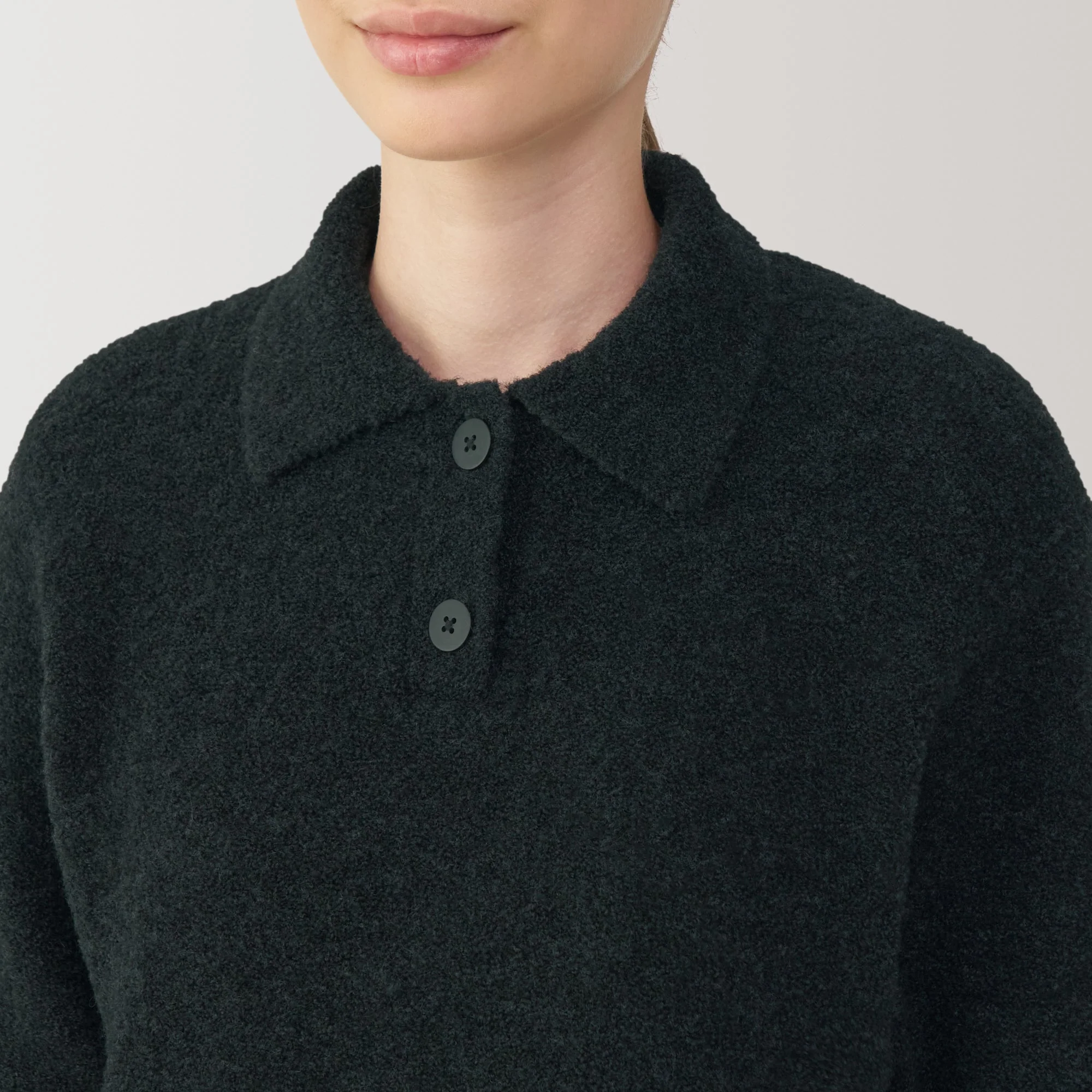 Women's Wool Blend Boucle Polo Sweater - Image 21