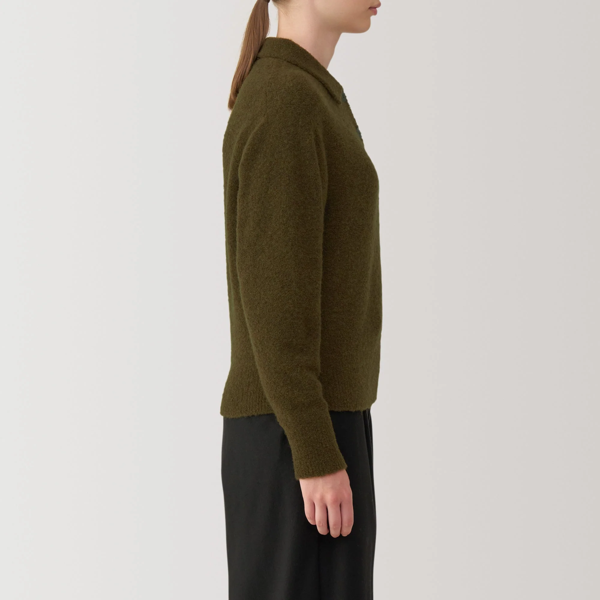 Women's Wool Blend Boucle Polo Sweater - Image 5