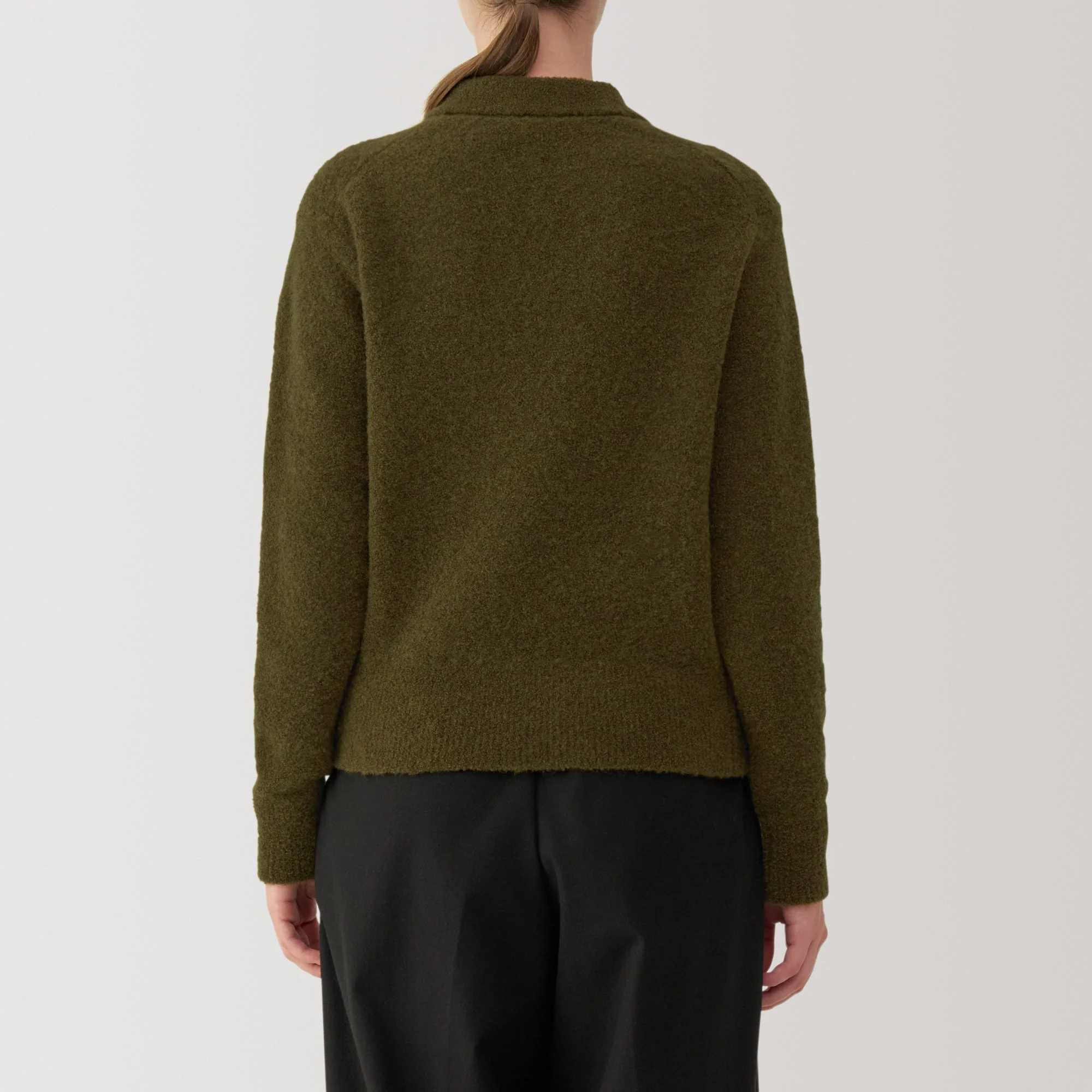Women's Wool Blend Boucle Polo Sweater - Image 6