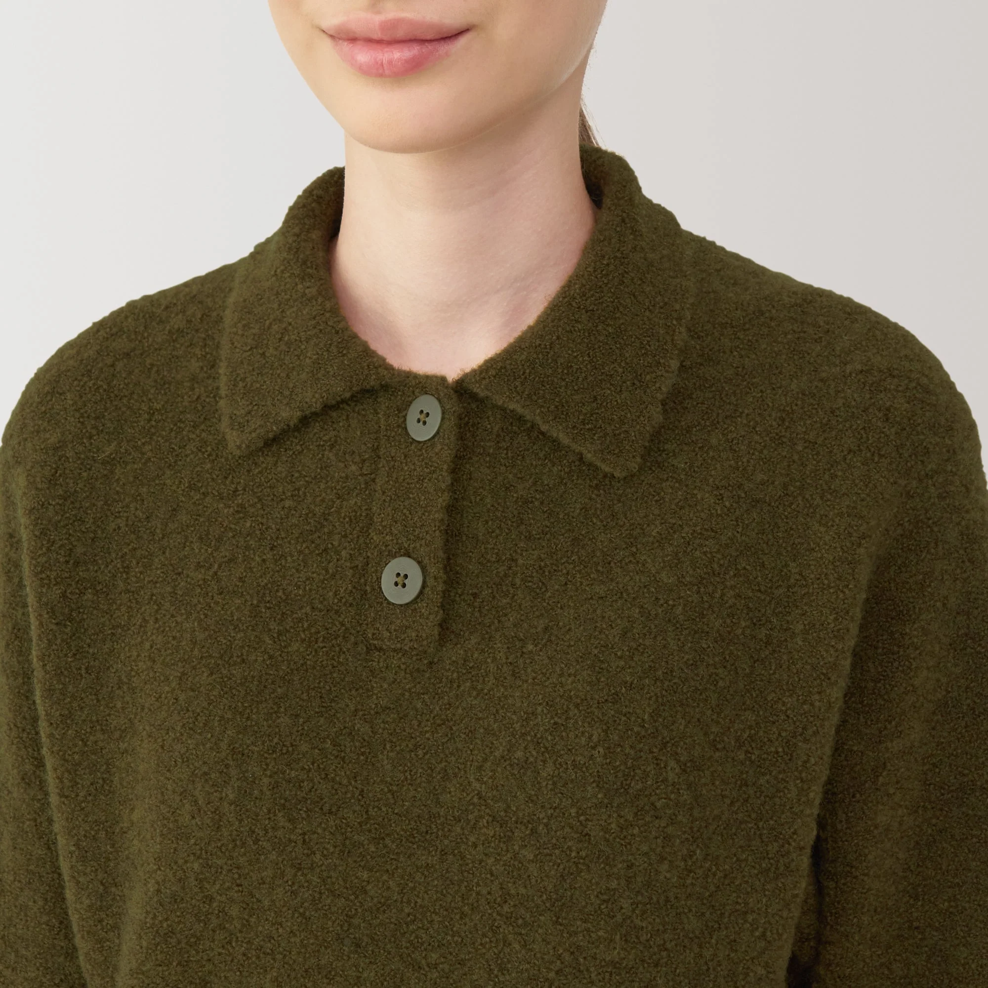 Women's Wool Blend Boucle Polo Sweater - Image 7
