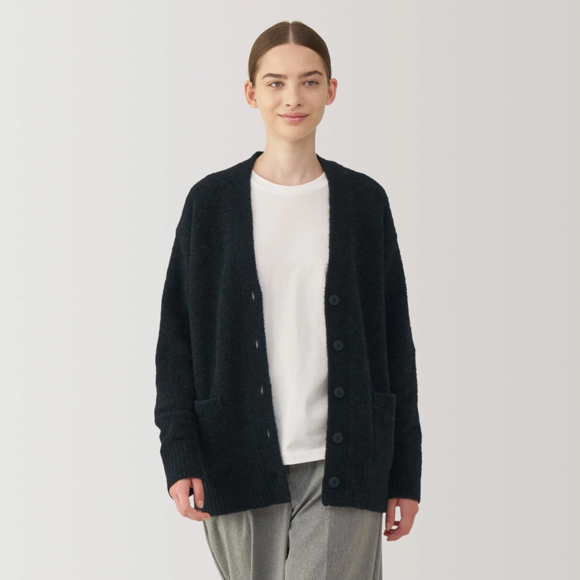 Women's Wool Blend Boucle V-Neck Cardigan - Image 11