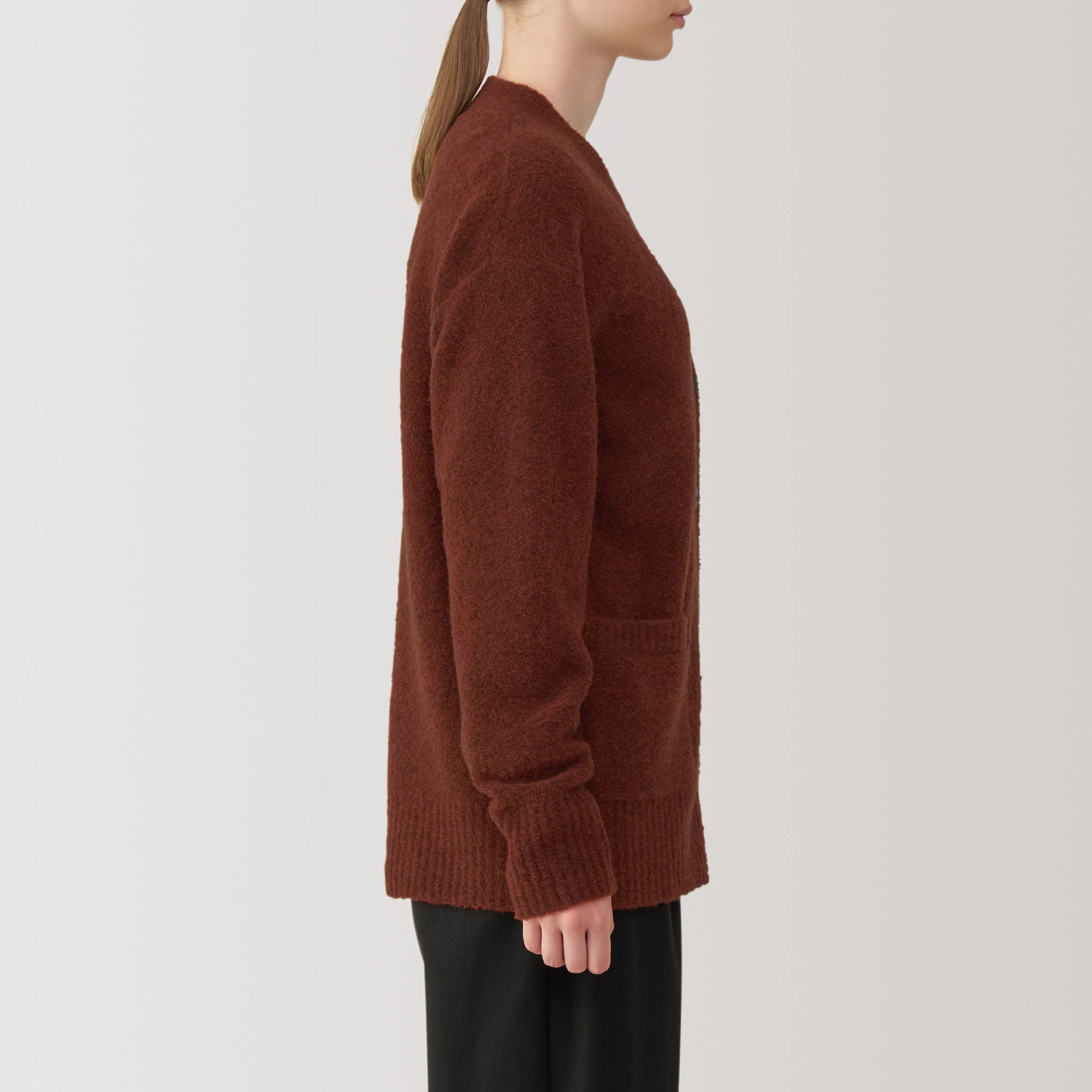 Women's Wool Blend Boucle V-Neck Cardigan - Image 5