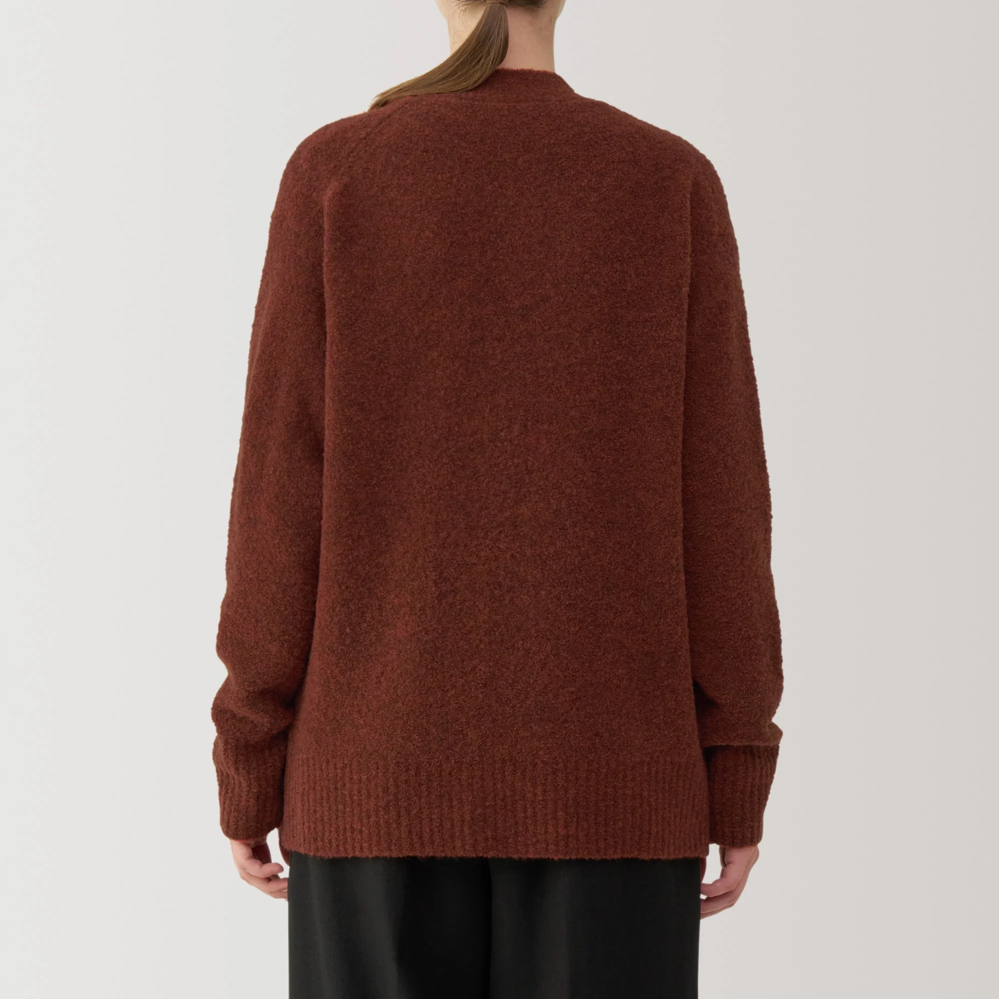 Women's Wool Blend Boucle V-Neck Cardigan - Image 6