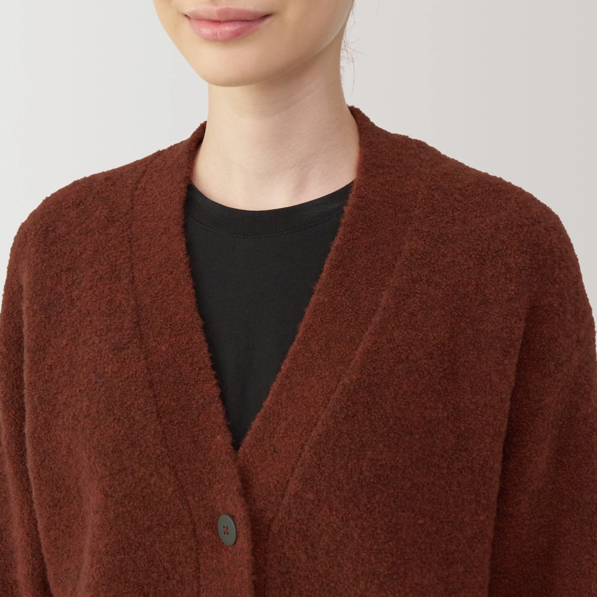 Women's Wool Blend Boucle V-Neck Cardigan - Image 7