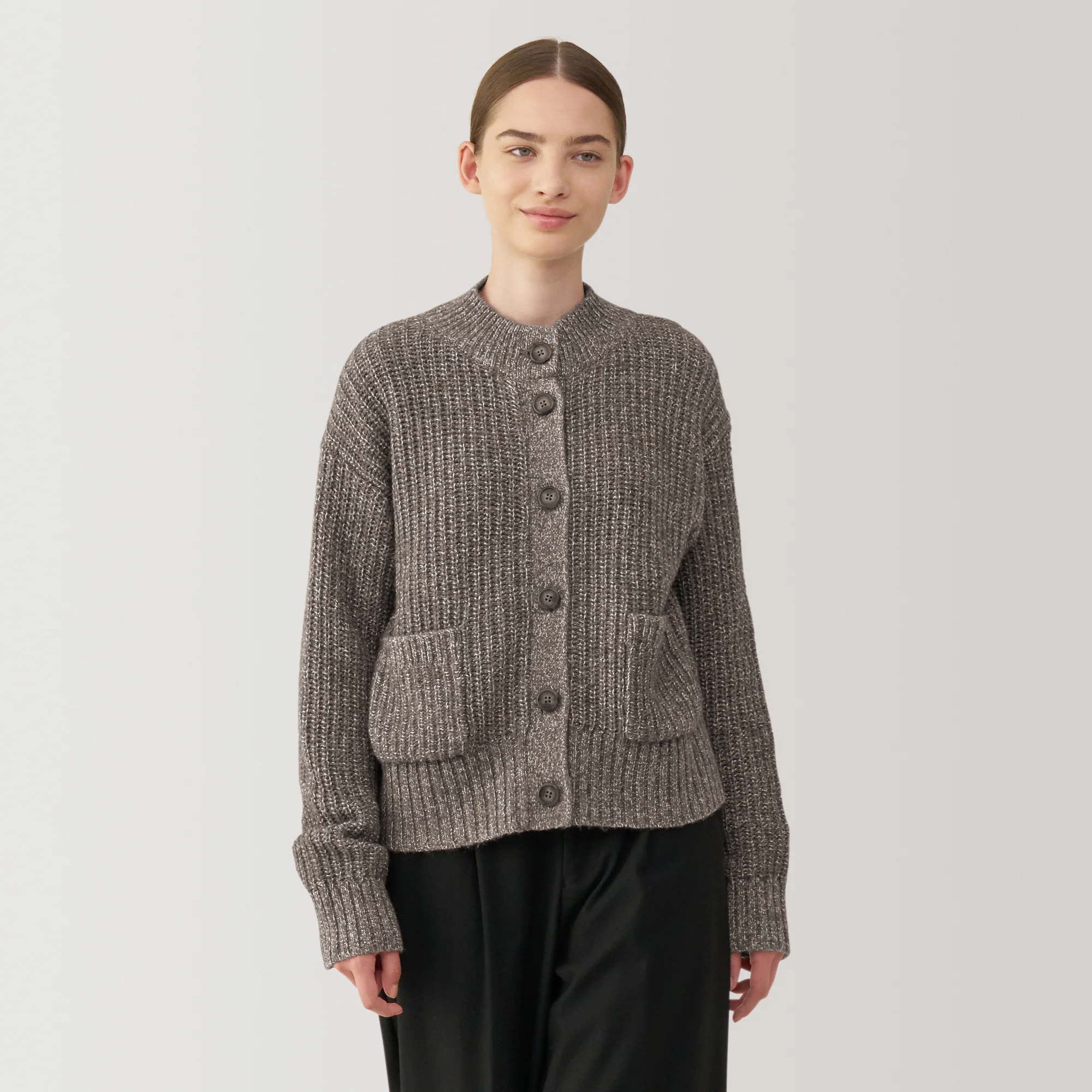 Women's Yak Wool Blend Mock Neck Cardigan