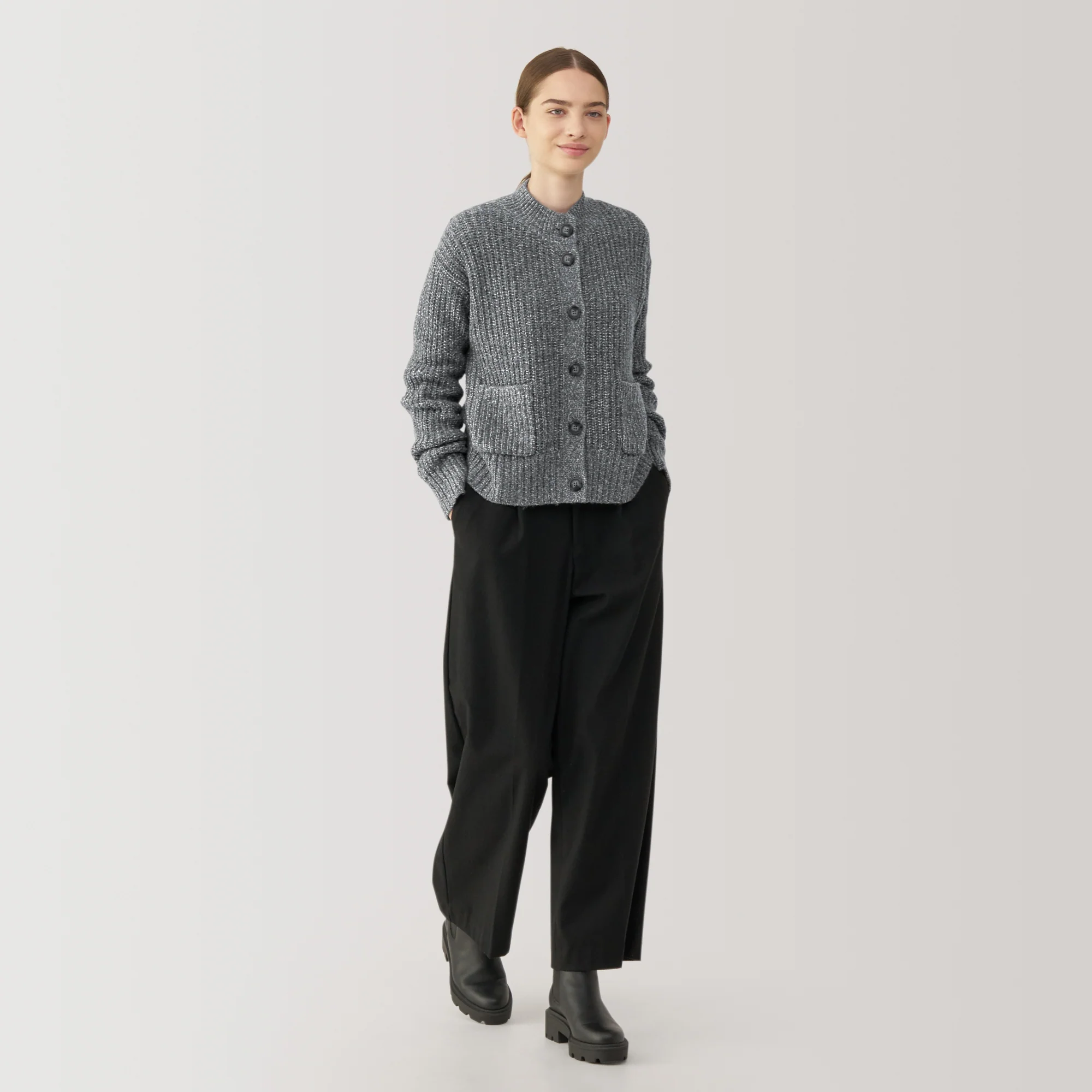 Women's Yak Wool Blend Mock Neck Cardigan - Image 20