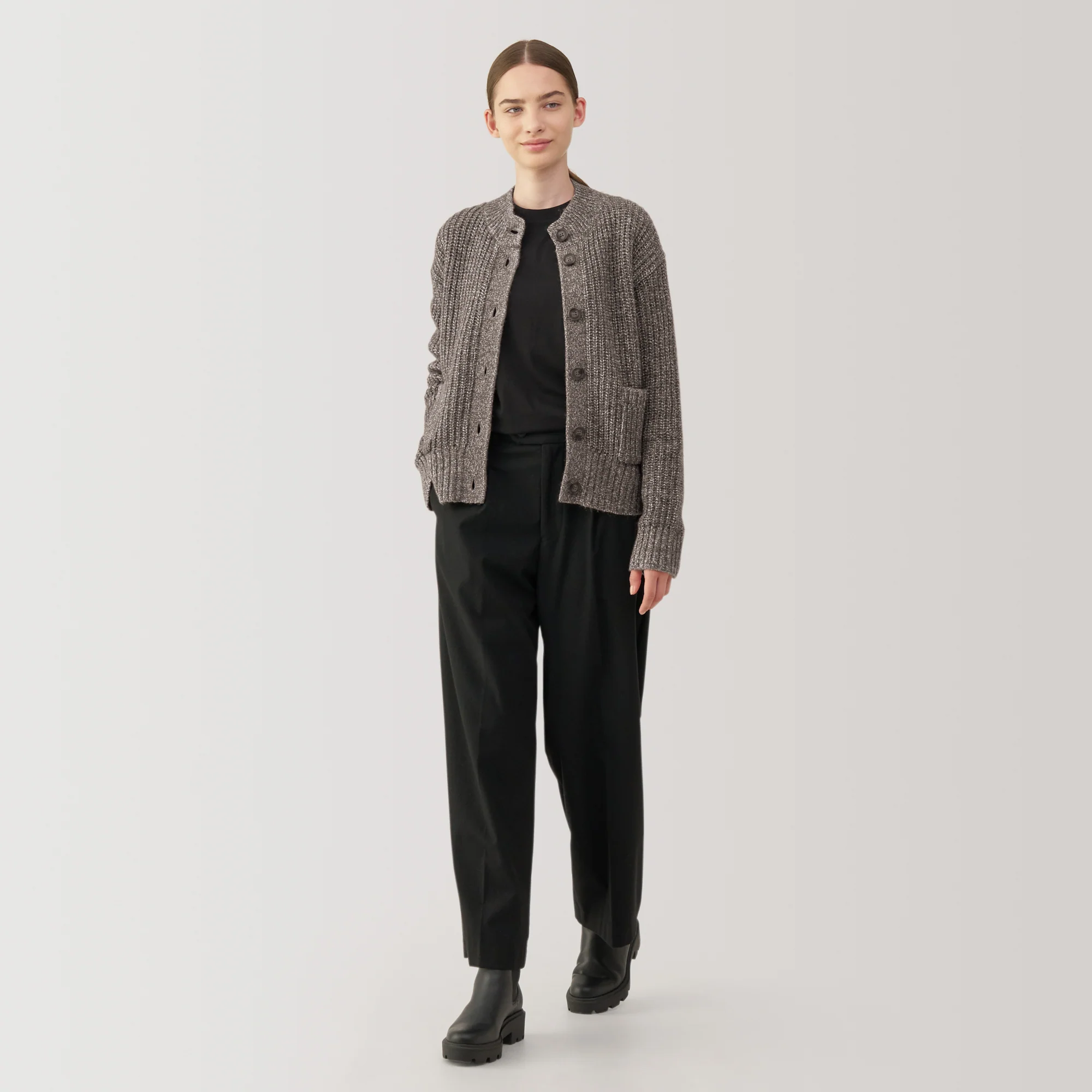 Women's Yak Wool Blend Mock Neck Cardigan - Image 4
