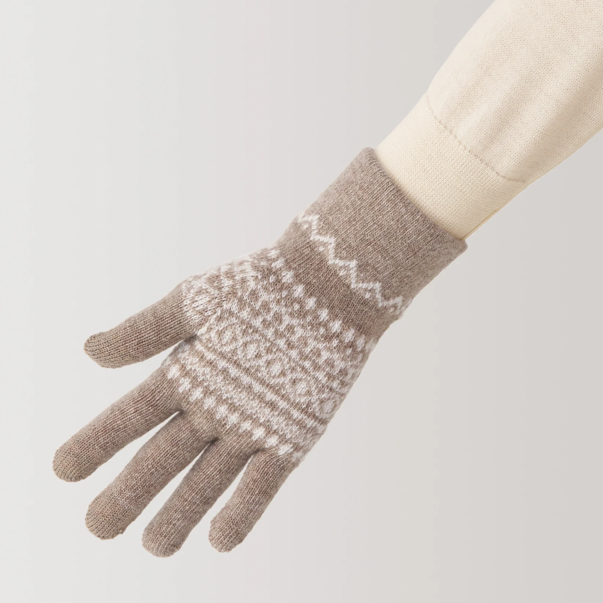 Wool Blend Patterned Touchscreen Gloves - Image 3