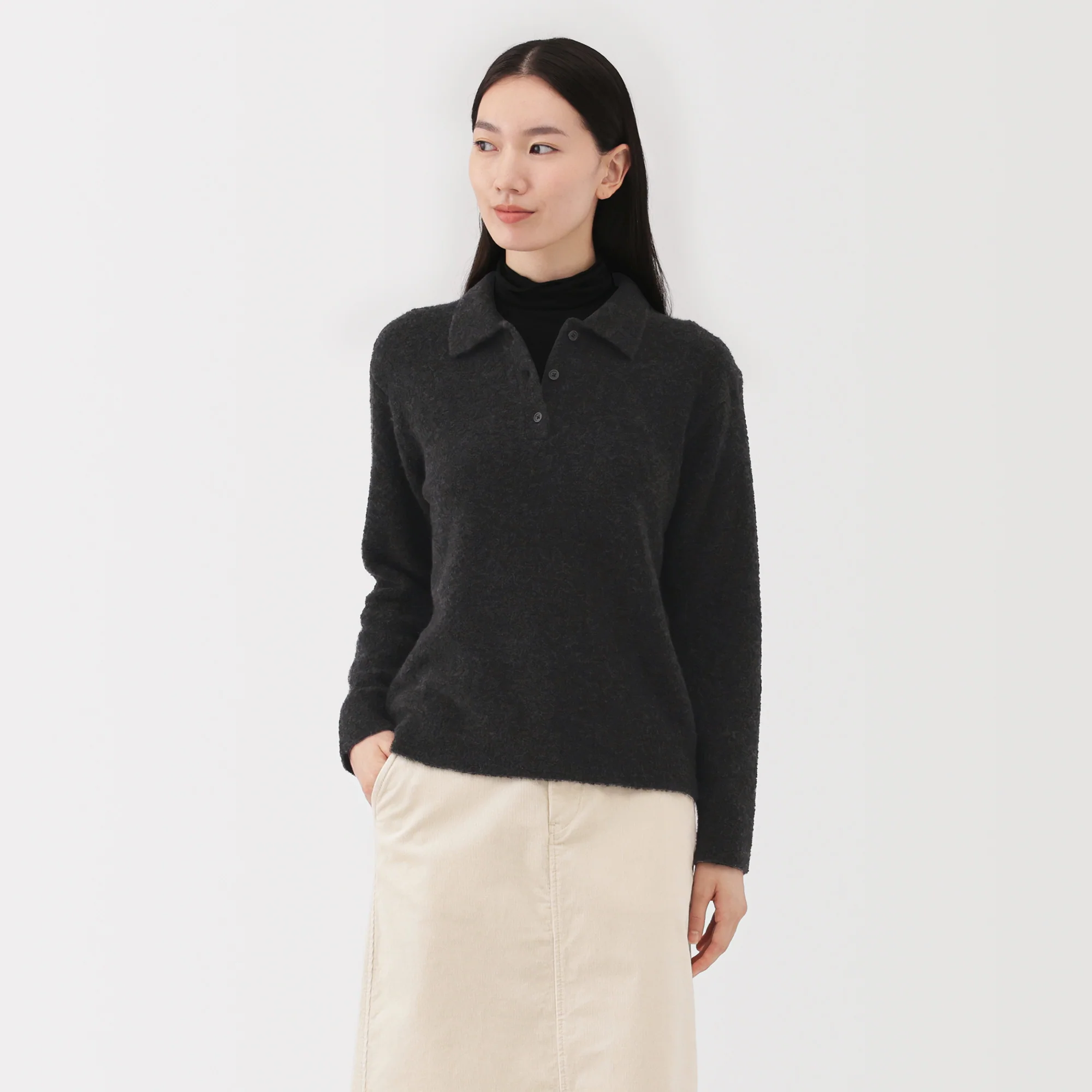 Wool Boucle Polo Sweater - Image 10