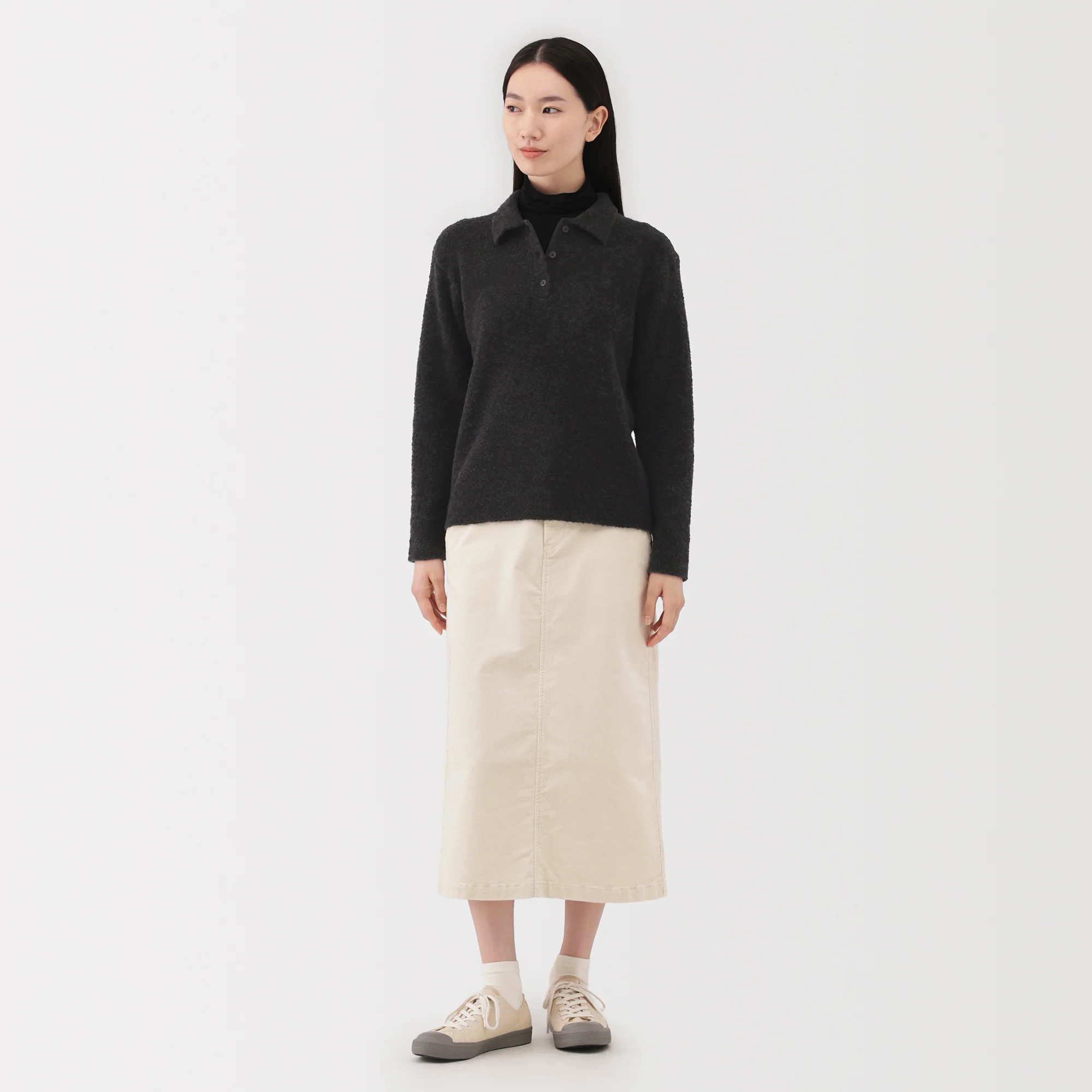 Wool Boucle Polo Sweater - Image 11
