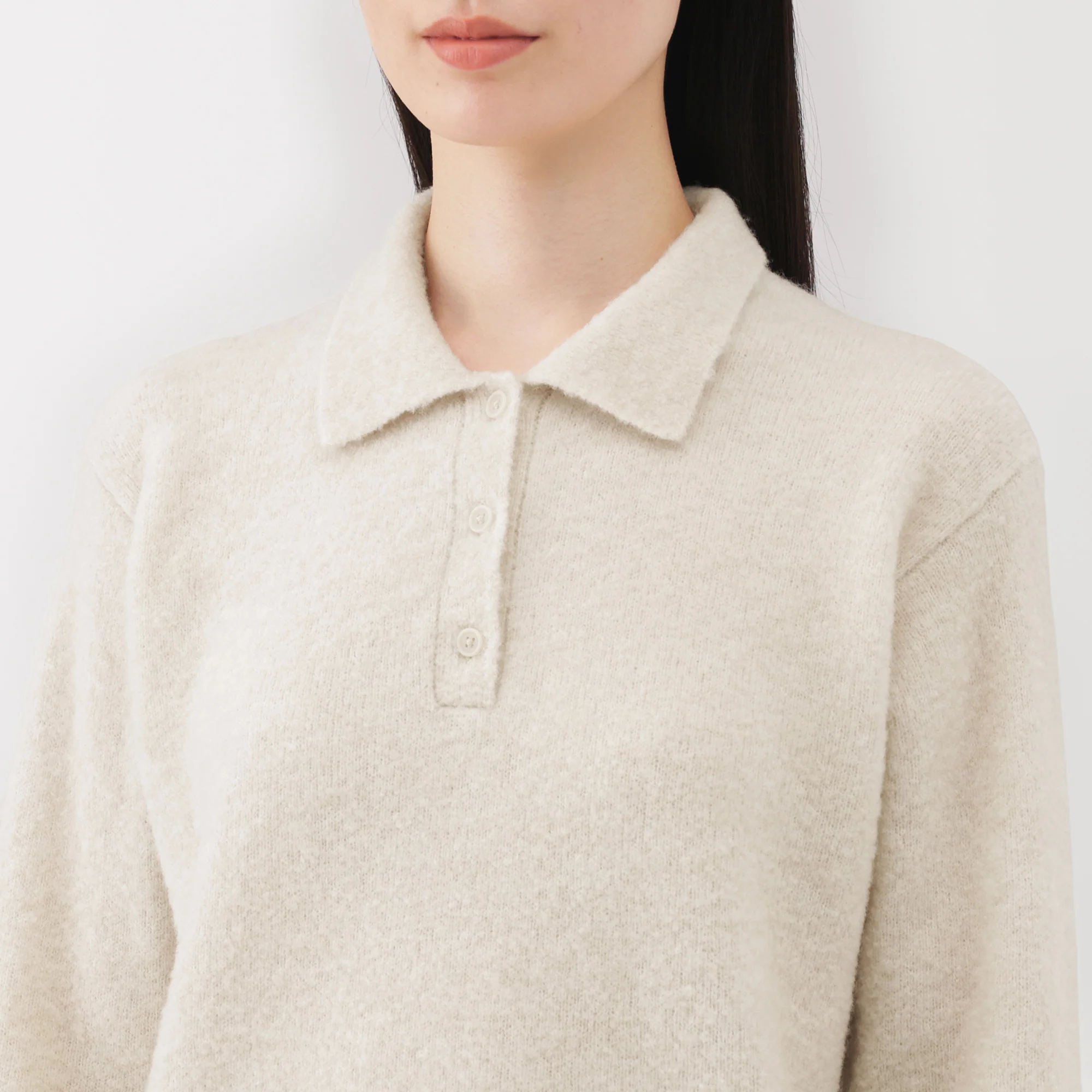 Wool Boucle Polo Sweater - Image 14