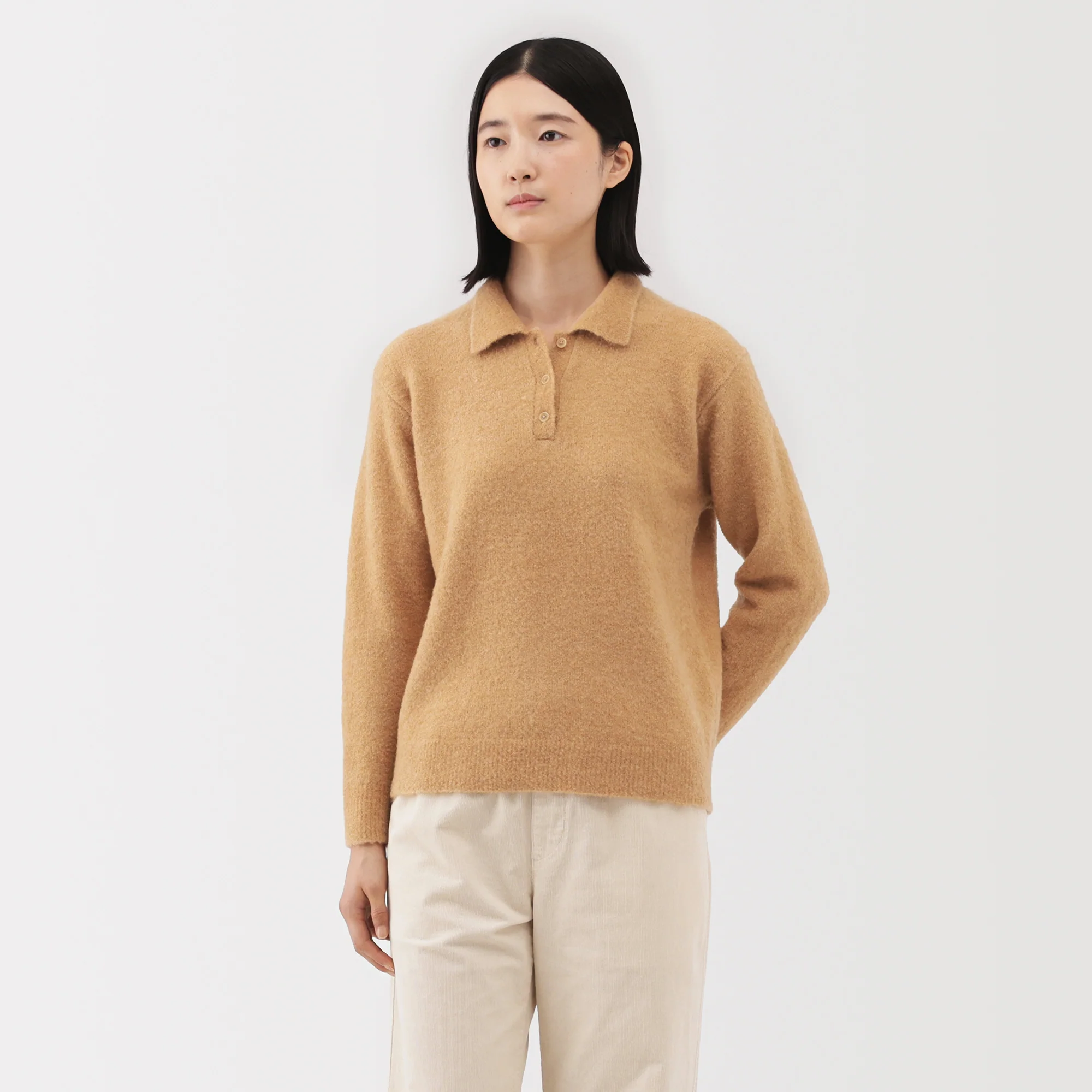 Wool Boucle Polo Sweater - Image 17