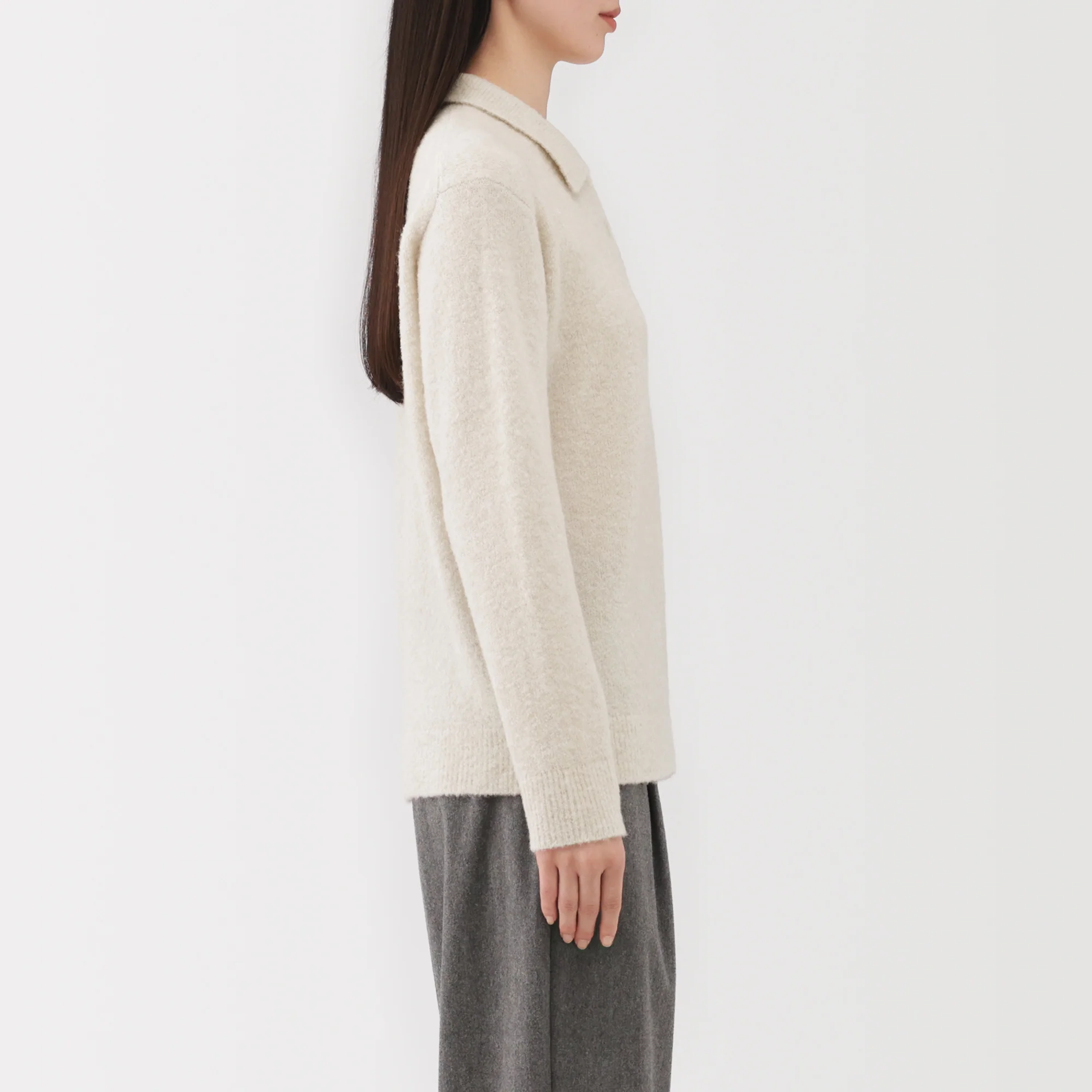 Wool Boucle Polo Sweater - Image 19