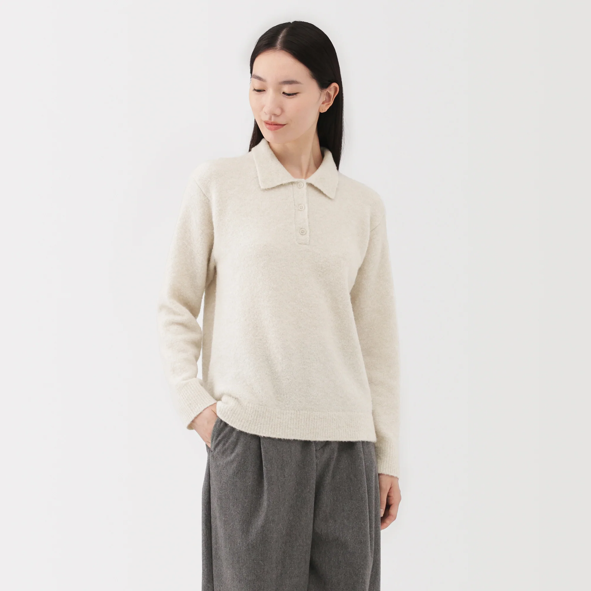 Wool Boucle Polo Sweater - Image 24