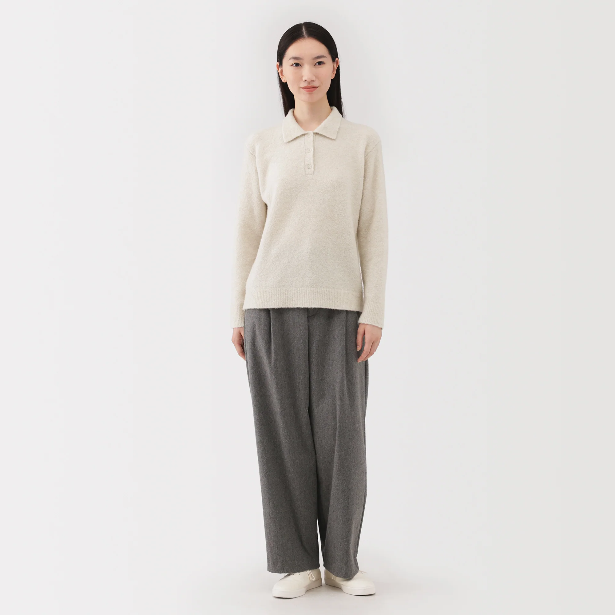 Wool Boucle Polo Sweater - Image 25